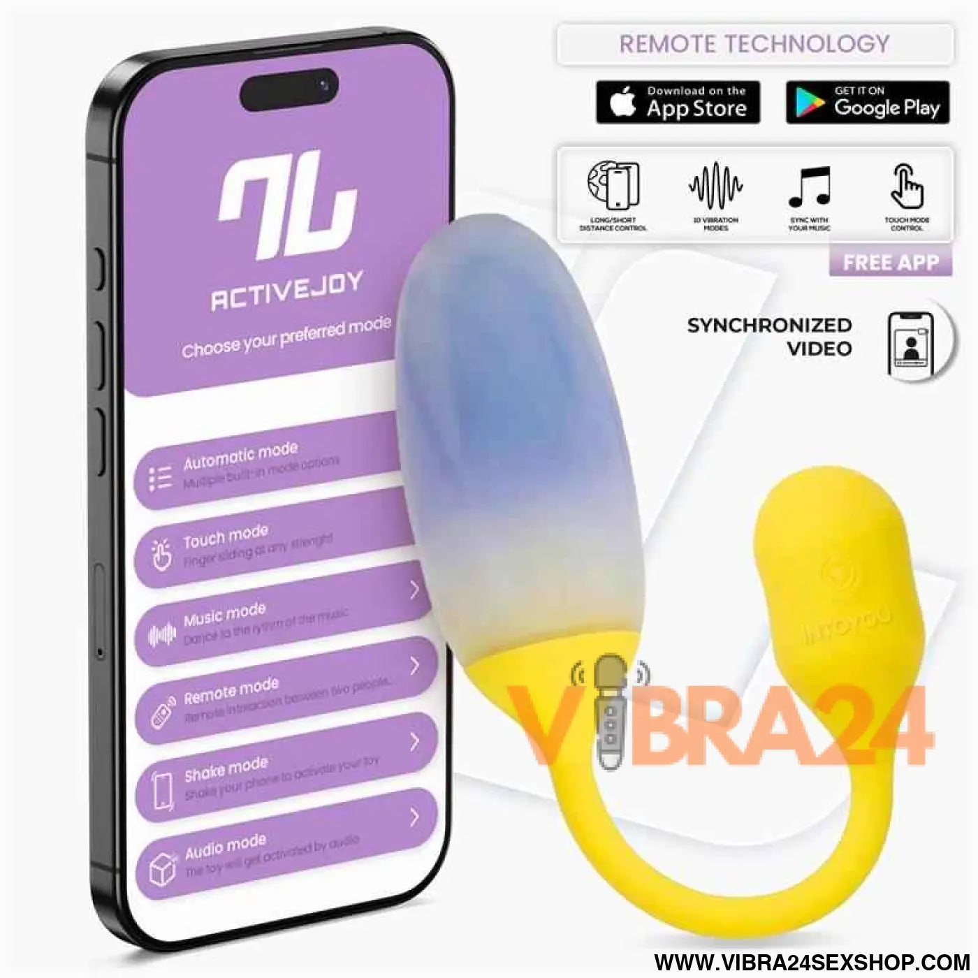 NexEgg Vibrating Egg Double Silicone Layer App Yellow/Purple