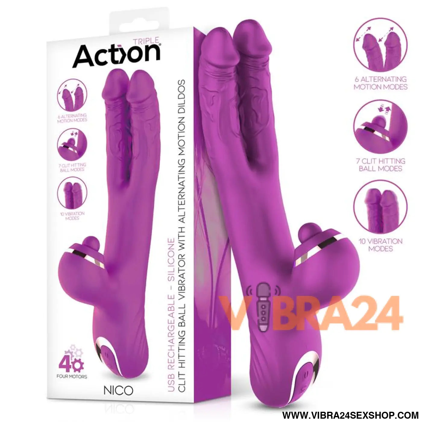 Nico Vibe with Clit Hitting Ball and Alternating Dildos