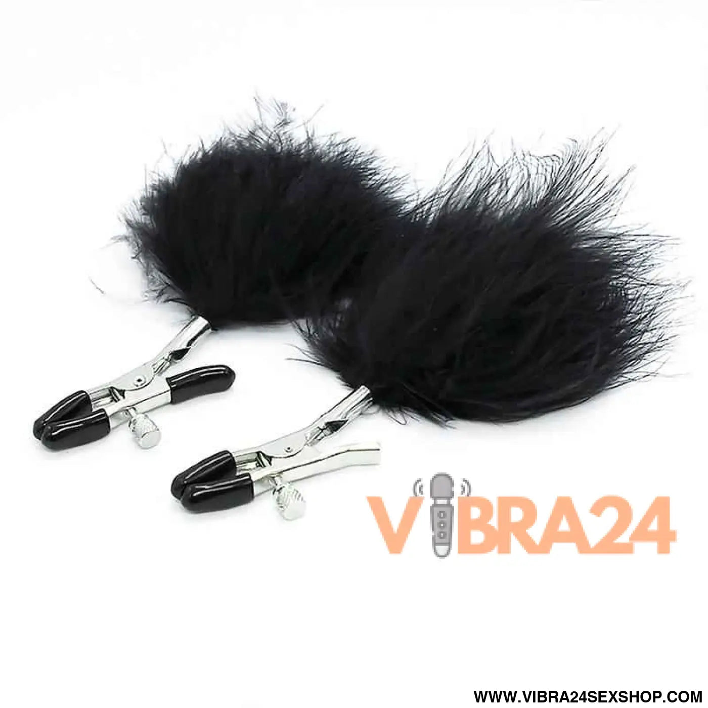 Nipple Clamps with Black Feather