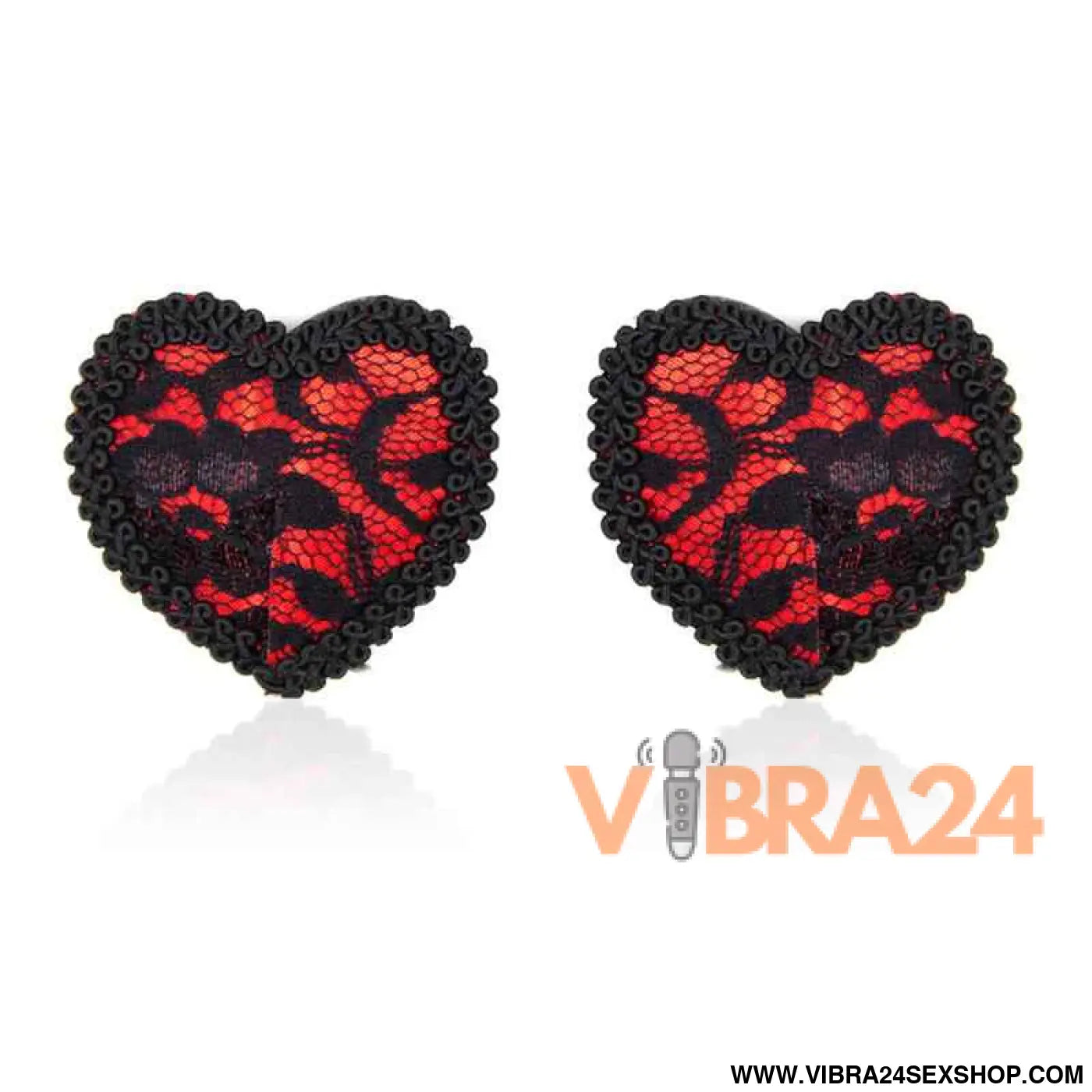 Nipple Covers with Lace Black/Red