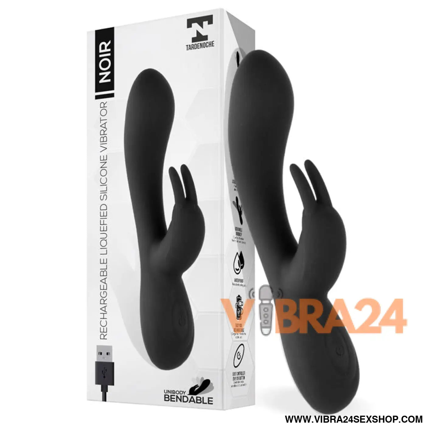 Noir Vibe Injected Liquid Silicone 2 Motors USB