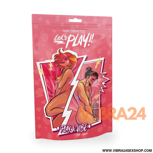 NUEI Cosmetics – Let’s Play!! Play and Vibe: Conjunto com Lubrificante e Vibrator Líquido Morango para Sensações
