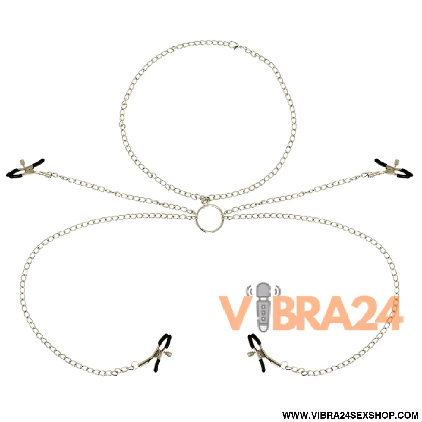 OHMAMA FETISH 4 PINÇAS DE NIPPLE COM COLAR CORRENTE