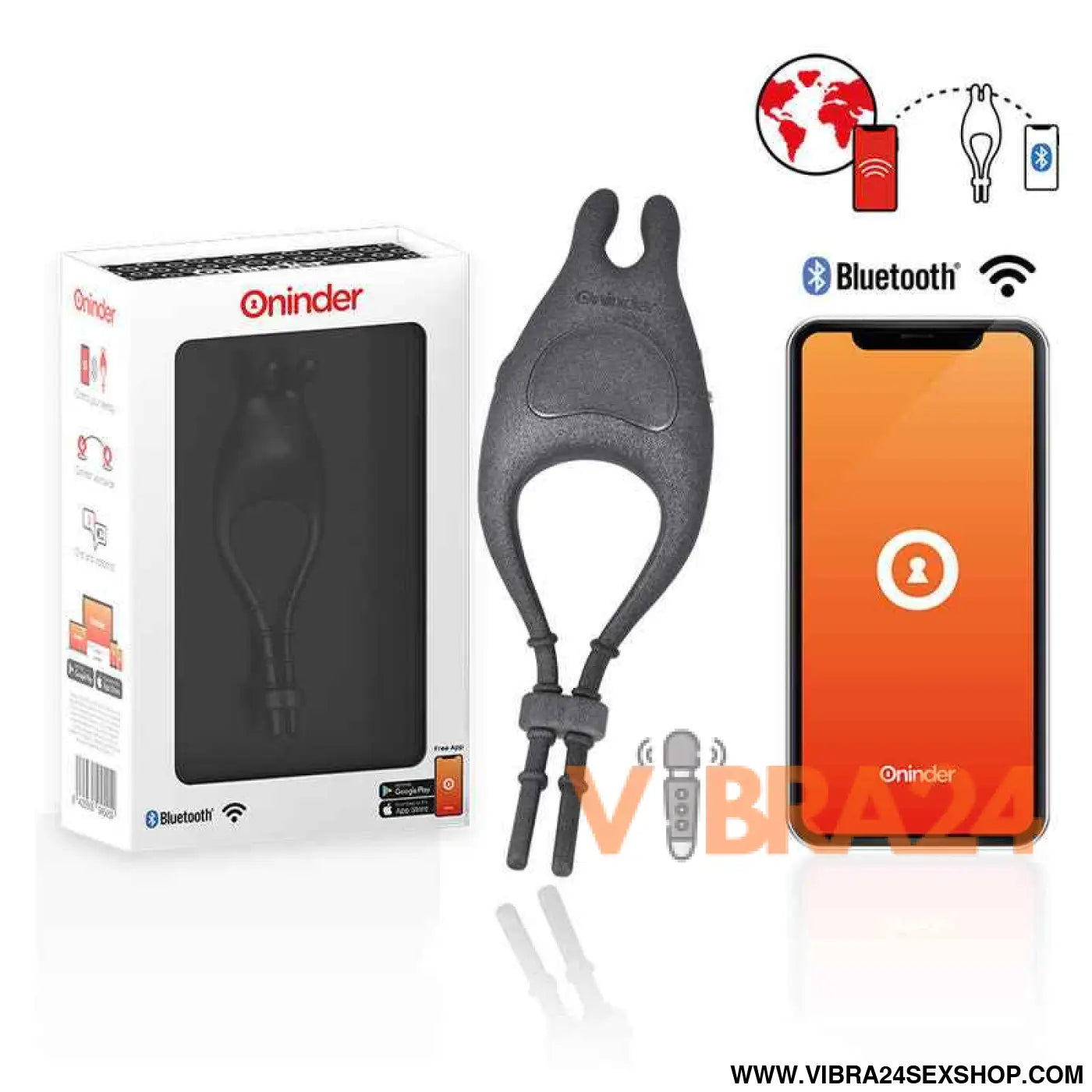ONINDER ANEL VIBRADOR RECARGÁVEL AJUSTÁVEL PAMPA COM ESTIMULADOR DE CLITÓRIS 10 VELOCIDADES E APLICATIVO GRATUITO