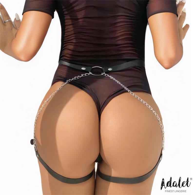 Oriana Vegan Leather Belt Harness with Chain One size