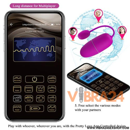 Ovo Vibratório Controlado por APP - Prazer Inigualável com Pretty Love Ninfa Roxo - VIBRA24 SEXSHOP