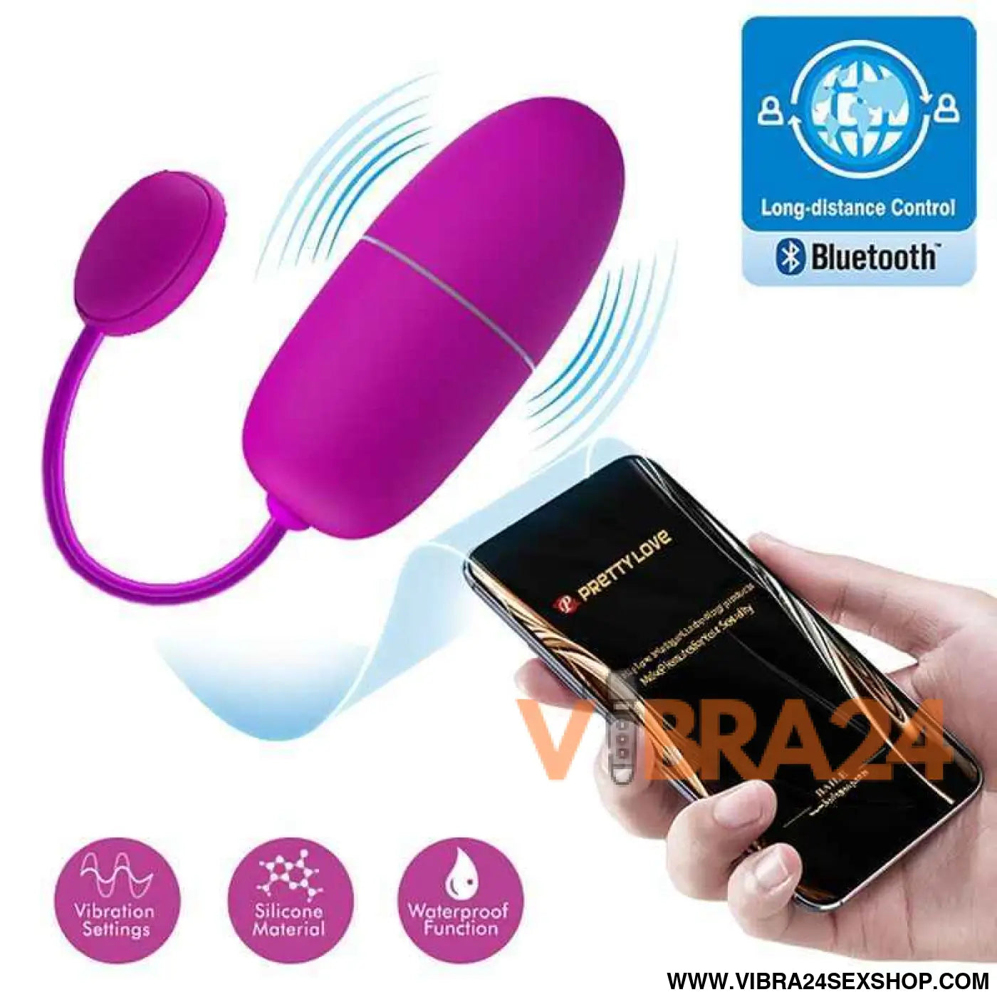 Ovo Vibratório Controlado por APP - Prazer Inigualável com Pretty Love Ninfa Roxo - VIBRA24 SEXSHOP