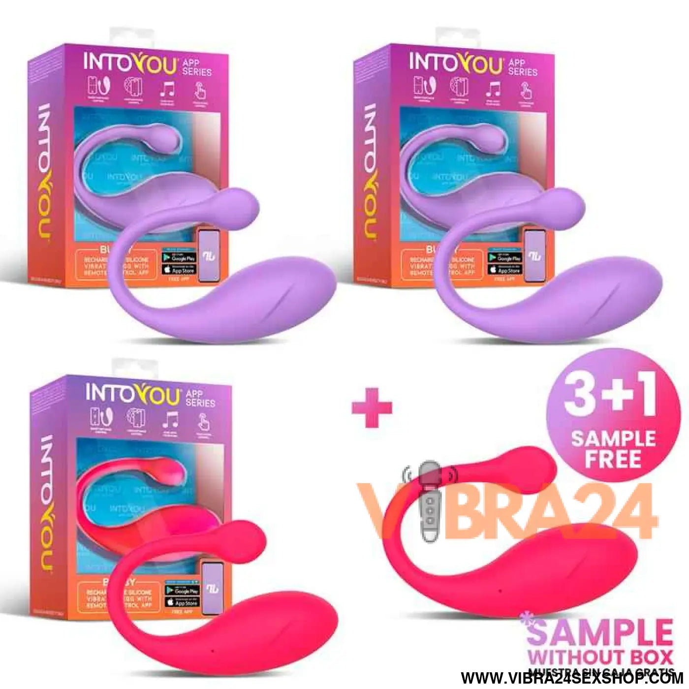 Pack 3 + 1 Bulby Egg Vibrator with APP