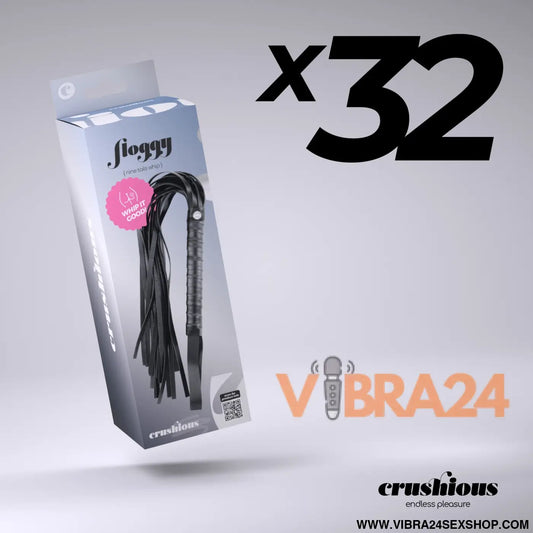 Pack 32 Unidades – Chicote de Nove Caudas Crushious Floggy 58 cm Couro Sintético Premium
