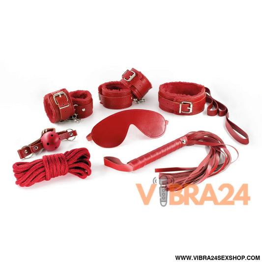 Pack de 18 Peças Dungeons & Maidens - kit BDSM vermelho Crushious premium