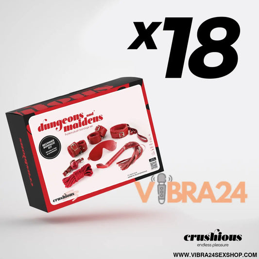 Pack de 18 Peças Dungeons & Maidens - kit BDSM vermelho Crushious premium
