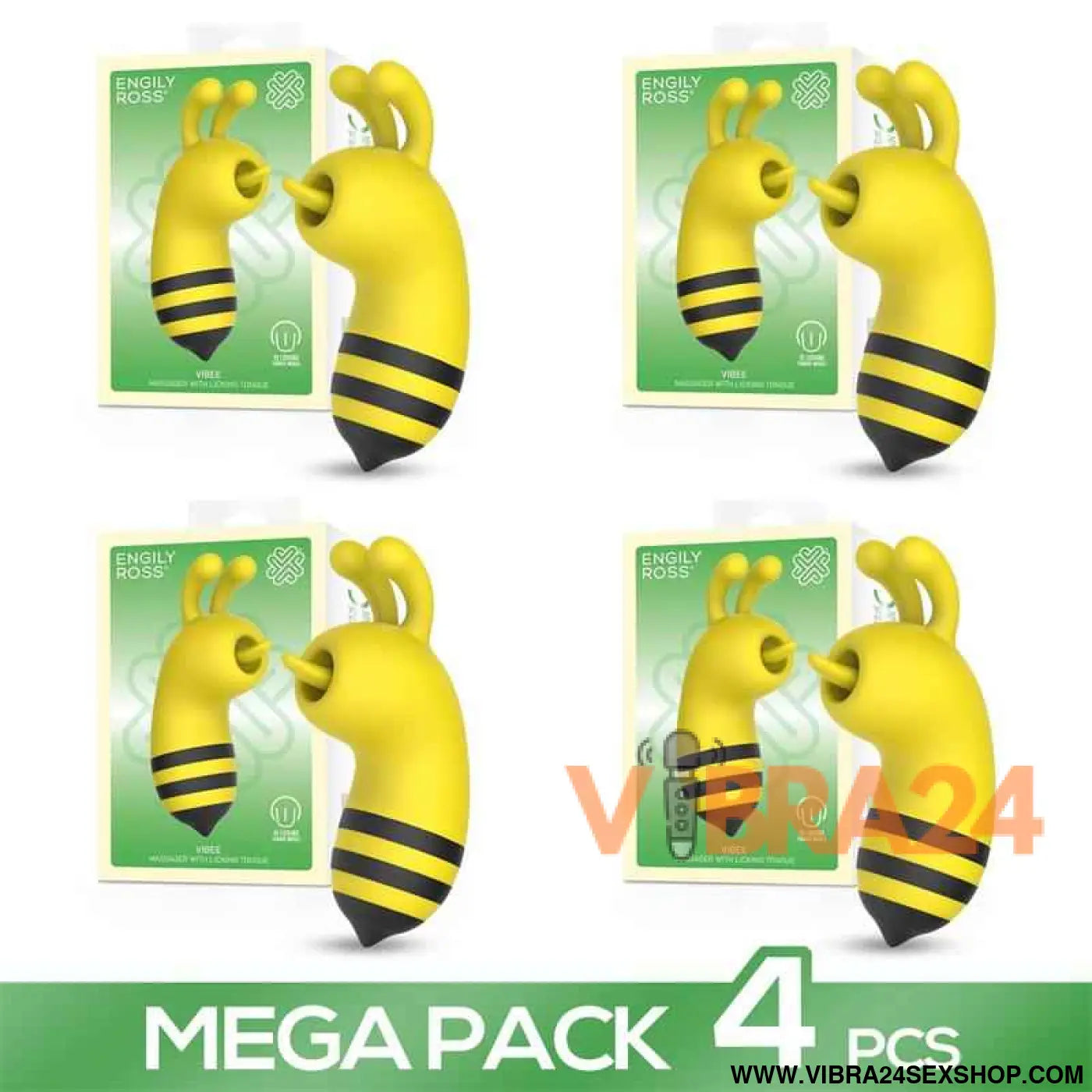 Pack of 4 Vibee Massager with Licking Tongue