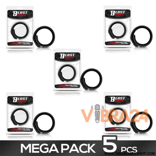 Pack of 5 Solid Silicone Adjustable Strip Cock Ring 15-21 cm