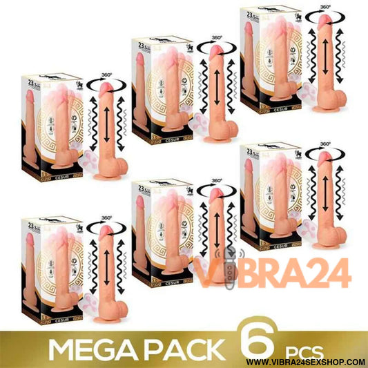 Pack of 6 Cesur 3.0 Realistic Dildo with Vibration 360º Undulating Movement and Telescopic