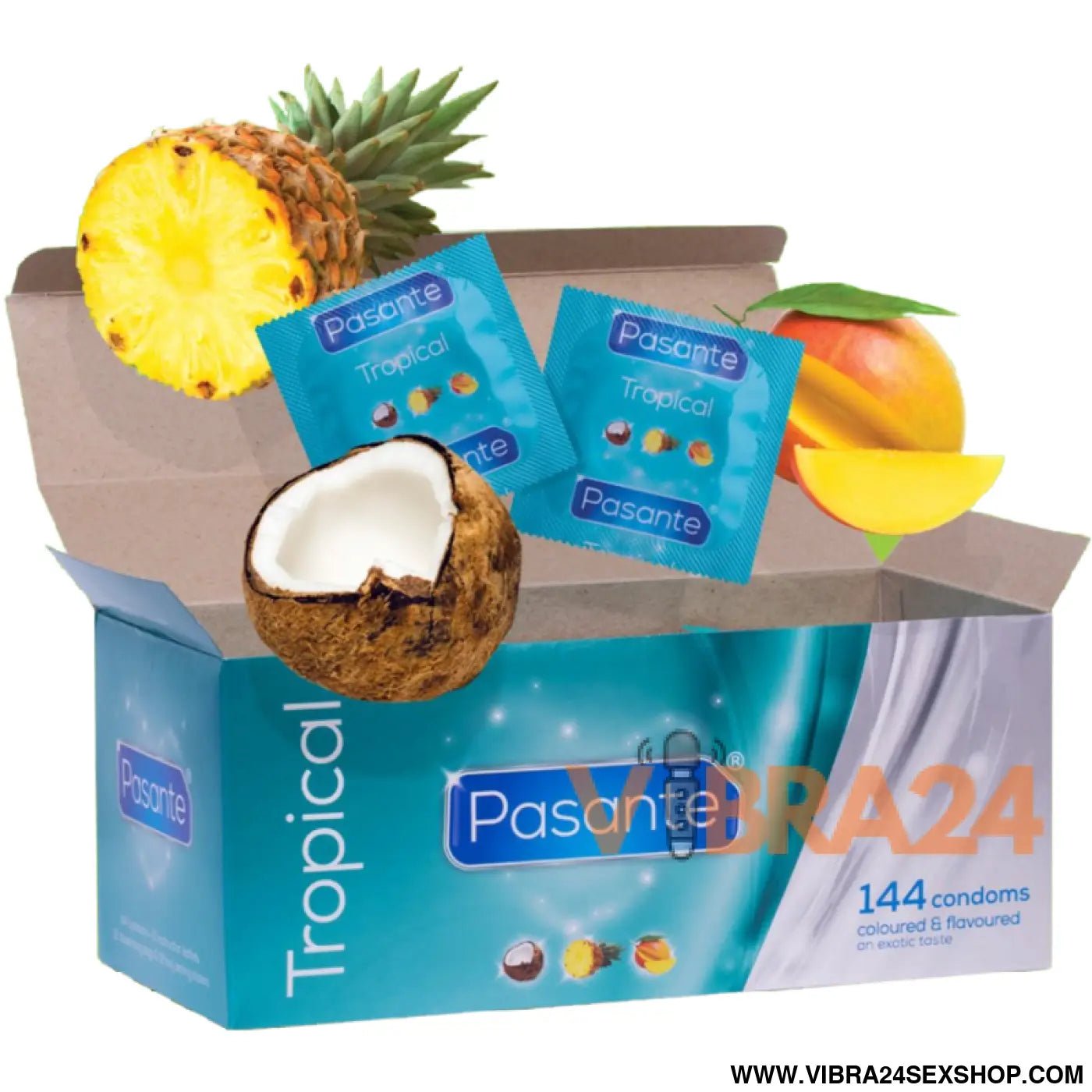PASANTE - DE PRESERVATIVOS SABORES TROPICAIS 144 UNIDADES