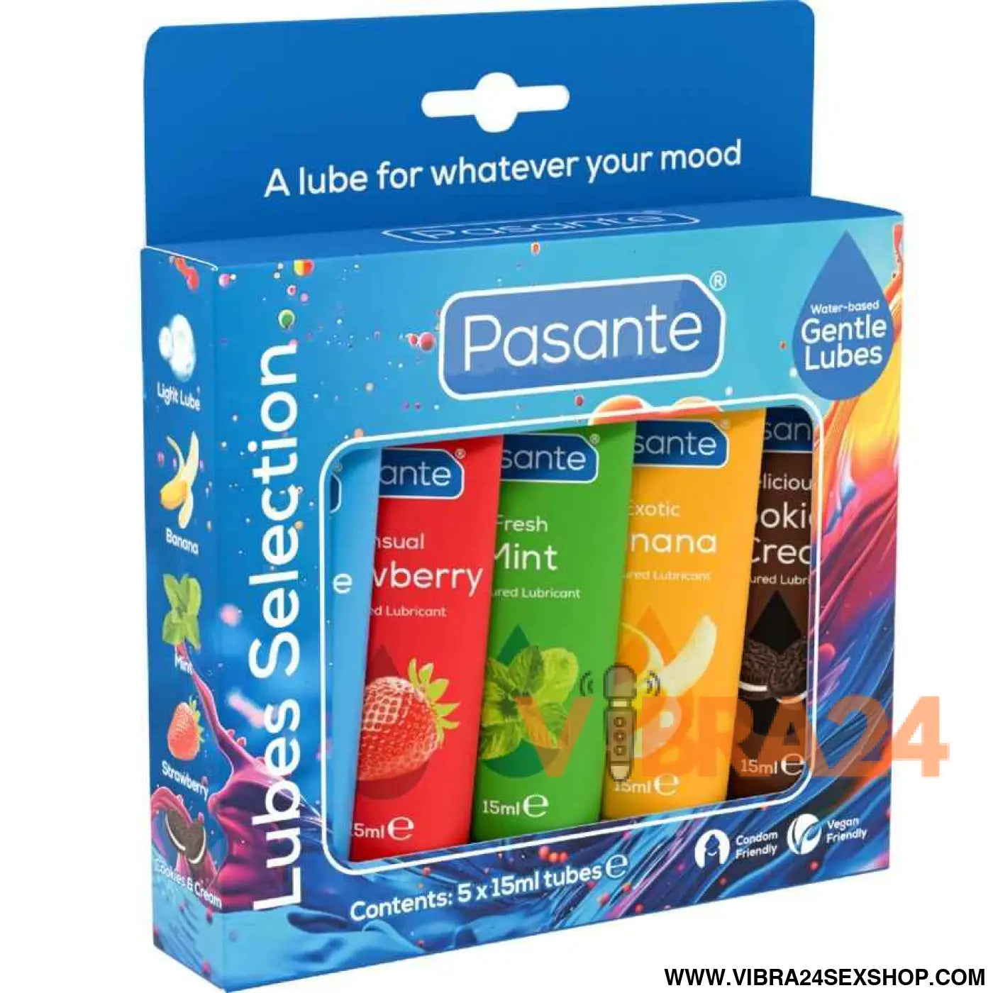 PASANTE - PACK LUBRIFICANTES SABORES SORTIDOS 5 UNIDADES X 15 ML