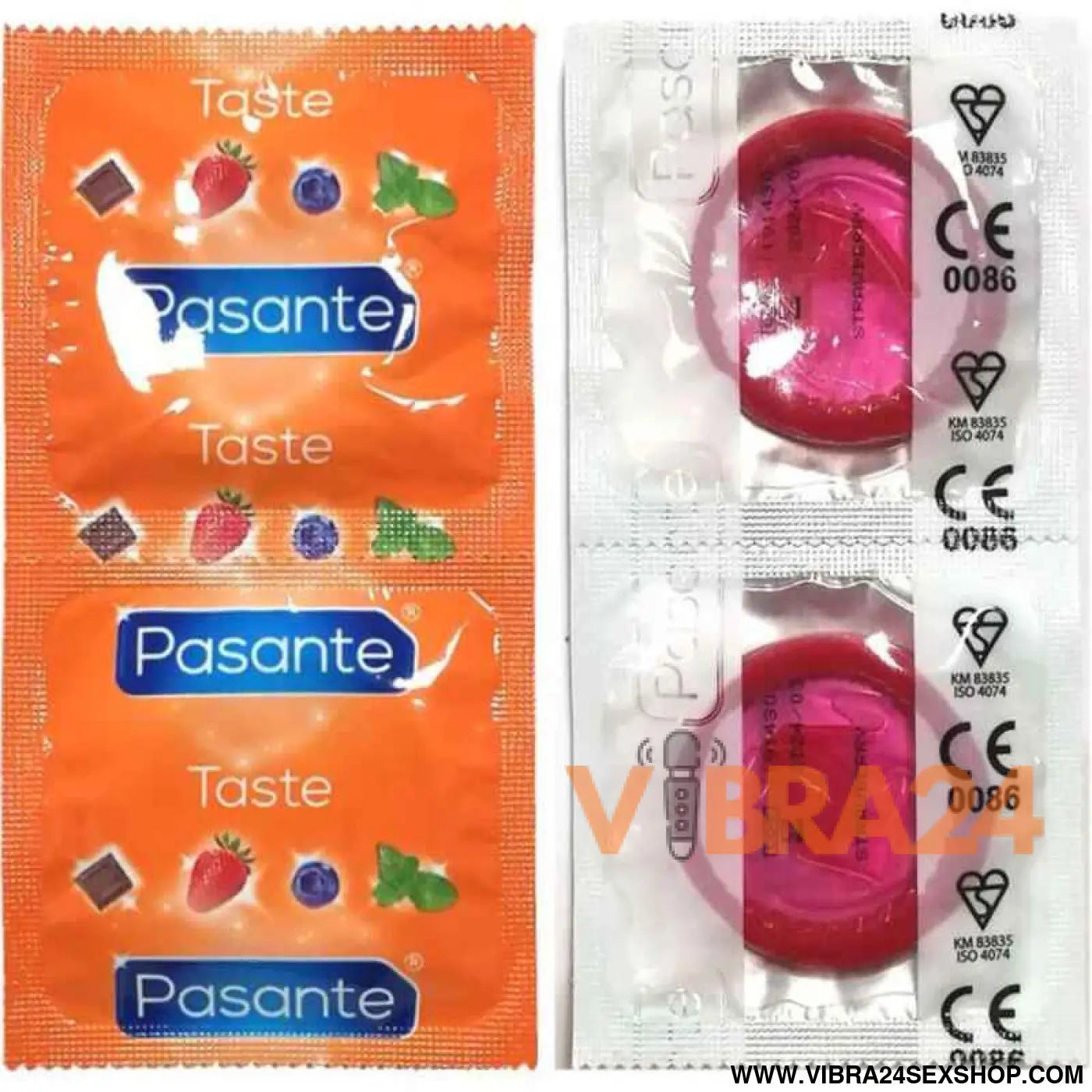 PASANTE - SACO DE PRESERVATIVO SABOR MORANGO 144 UNIDADES