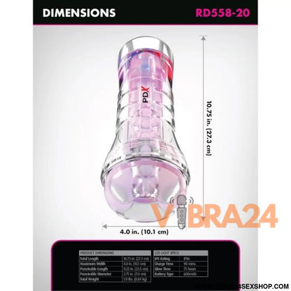 PDX ELITE - VIEWTUBE XXL LED TRANSPARENT STROKER 27,3 CM