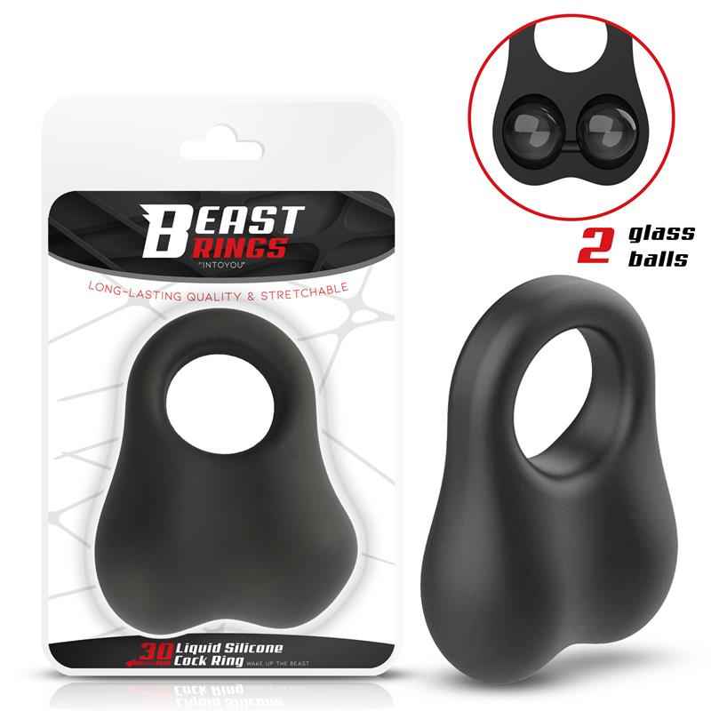 Penis Ring with Glass Balls Liquid Silicone 30 mm
