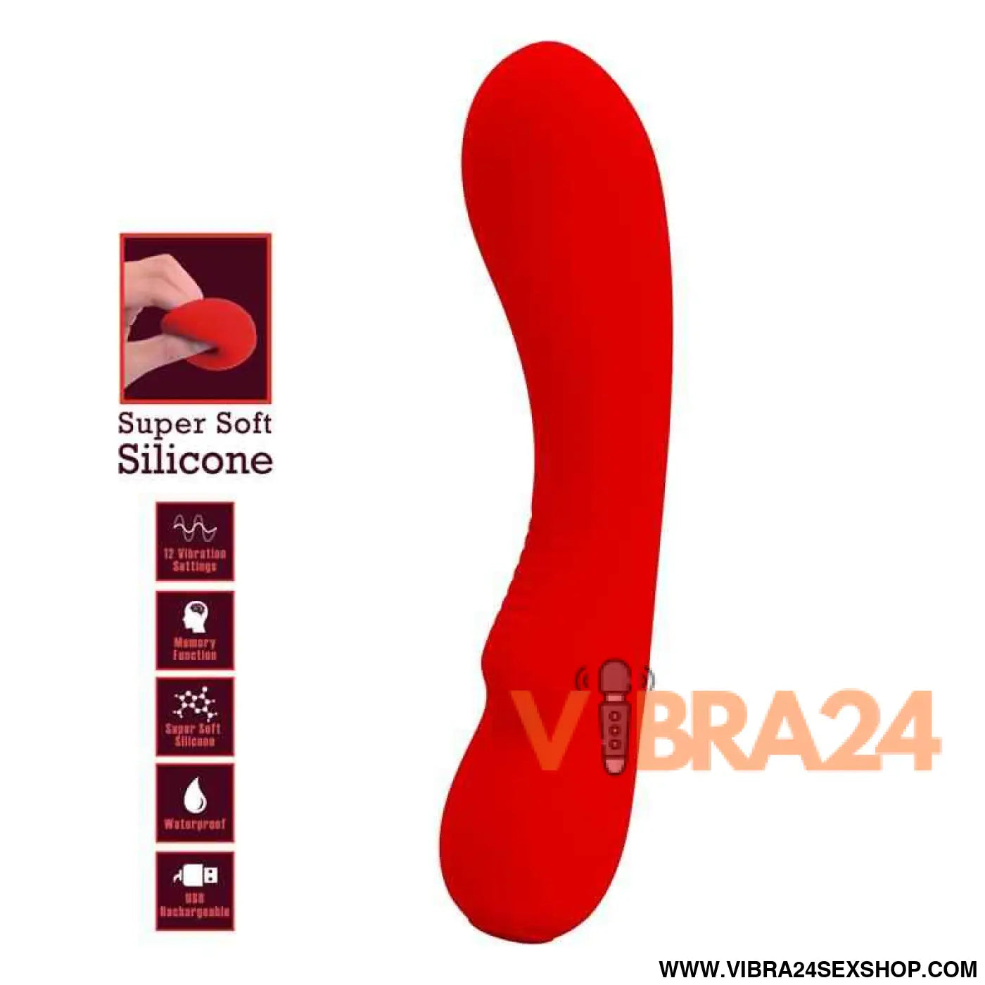 Prescott Vibrator USB Silicone Red