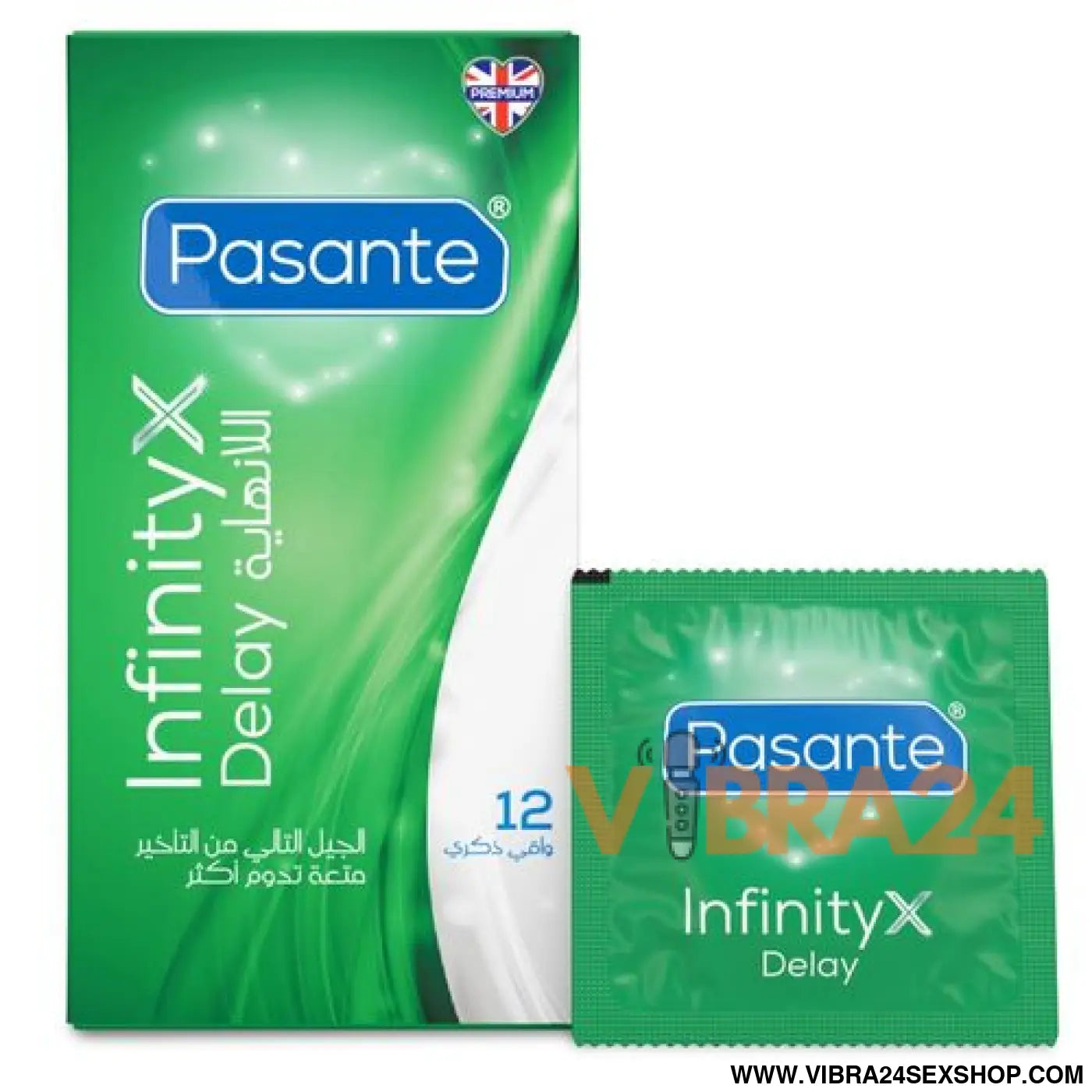Pasante – Delay Infinity: Preservativos com Fórmula Retardante de Longa Duração para Prazer Prolongado (12 Unidades)