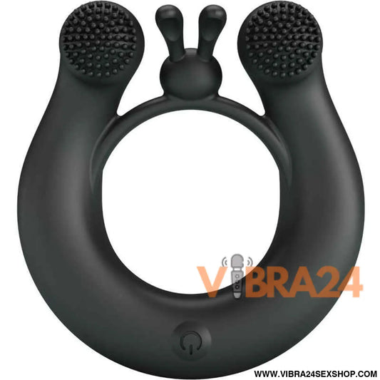 PRETTY LOVE - ANEL VIBRATÓRIO DÁLIA + ESTIMULADOR DE CLITÓRIS 12 VIBRAÇÕES PRETO