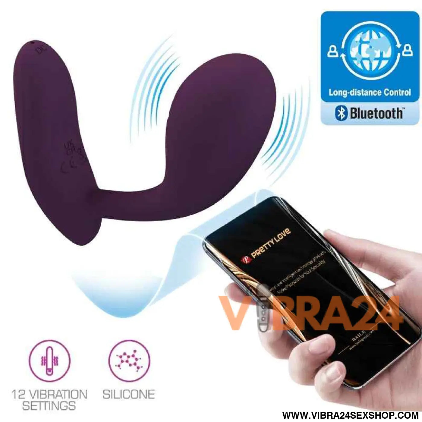 PRETTY LOVE - BAIRD G-SPOT 12 VIBRAÇÕES RECARREGÁVEL LILA APP