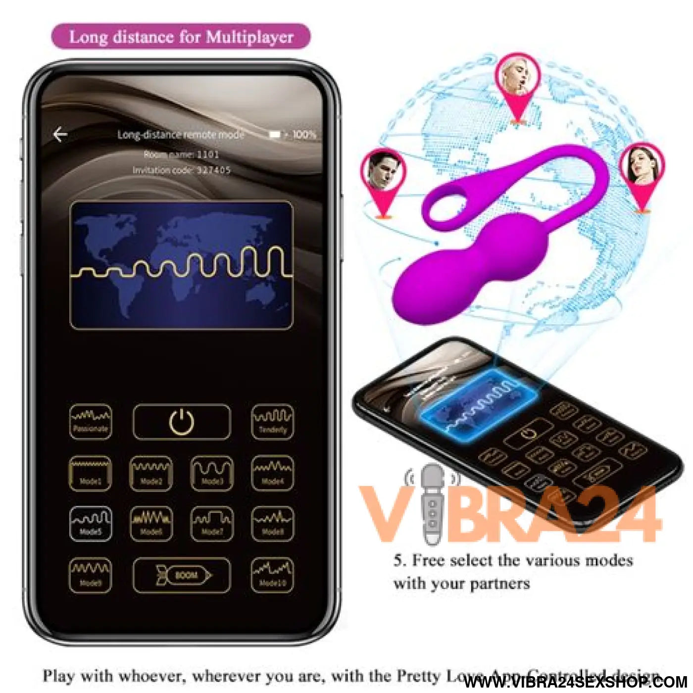 PRETTY LOVE - Bolas Vibratórias Recarregáveis Elvira Roxo para Prazer Intensificado - VIBRA24 SEXSHOP