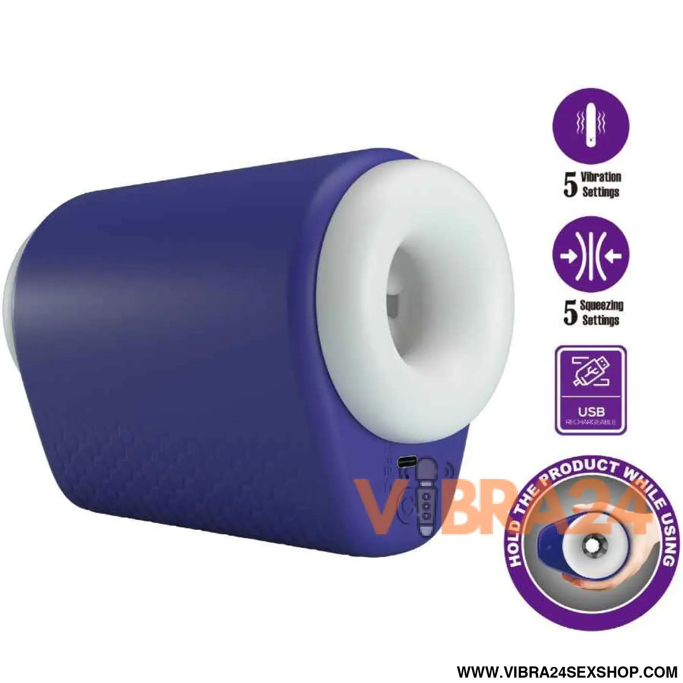 PRETTY LOVE - DJ LADY MASTURBADOR MASCULINO COM VIBRAÇÃO 5 AJUSTES ROXO