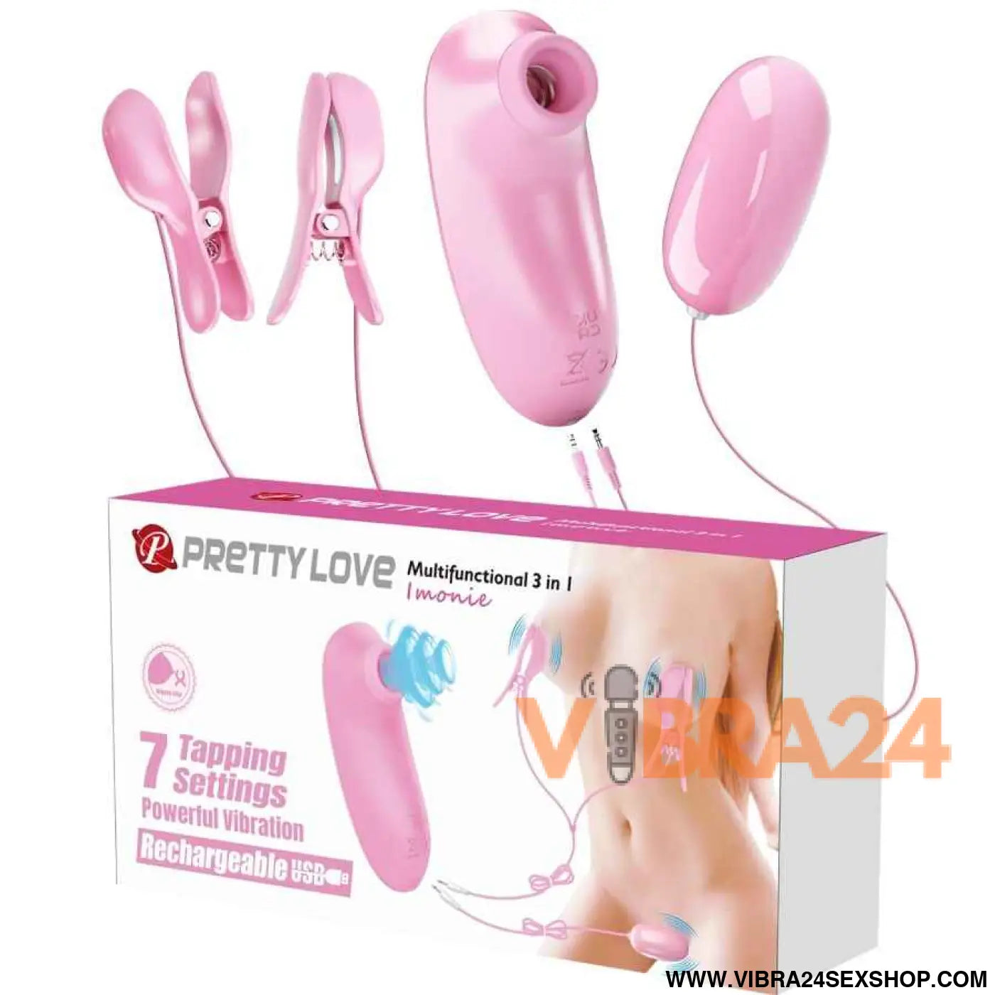 PRETTY LOVE - IMONIE KIT MULTIFUNCIONAL 3 EM 1 COM VENTOSA MAMILOS E CLITÓRIS