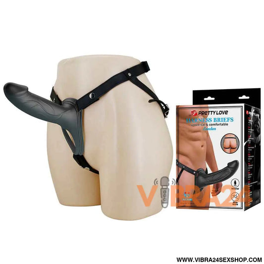 PRETTY LOVE - LANDON BLACK VIBRATING STRAP-ON