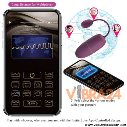 PRETTY LOVE - NYMPH VIBRADOR OVO COM CONTROLE APP LILA - Intensifique Seu Prazer com o Vibrador Ovo Controle App - VIBRA24 SEXSHOP