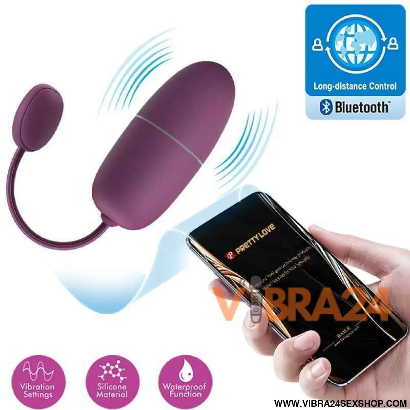 PRETTY LOVE - NYMPH VIBRADOR OVO COM CONTROLE APP LILA - Intensifique Seu Prazer com o Vibrador Ovo Controle App - VIBRA24 SEXSHOP
