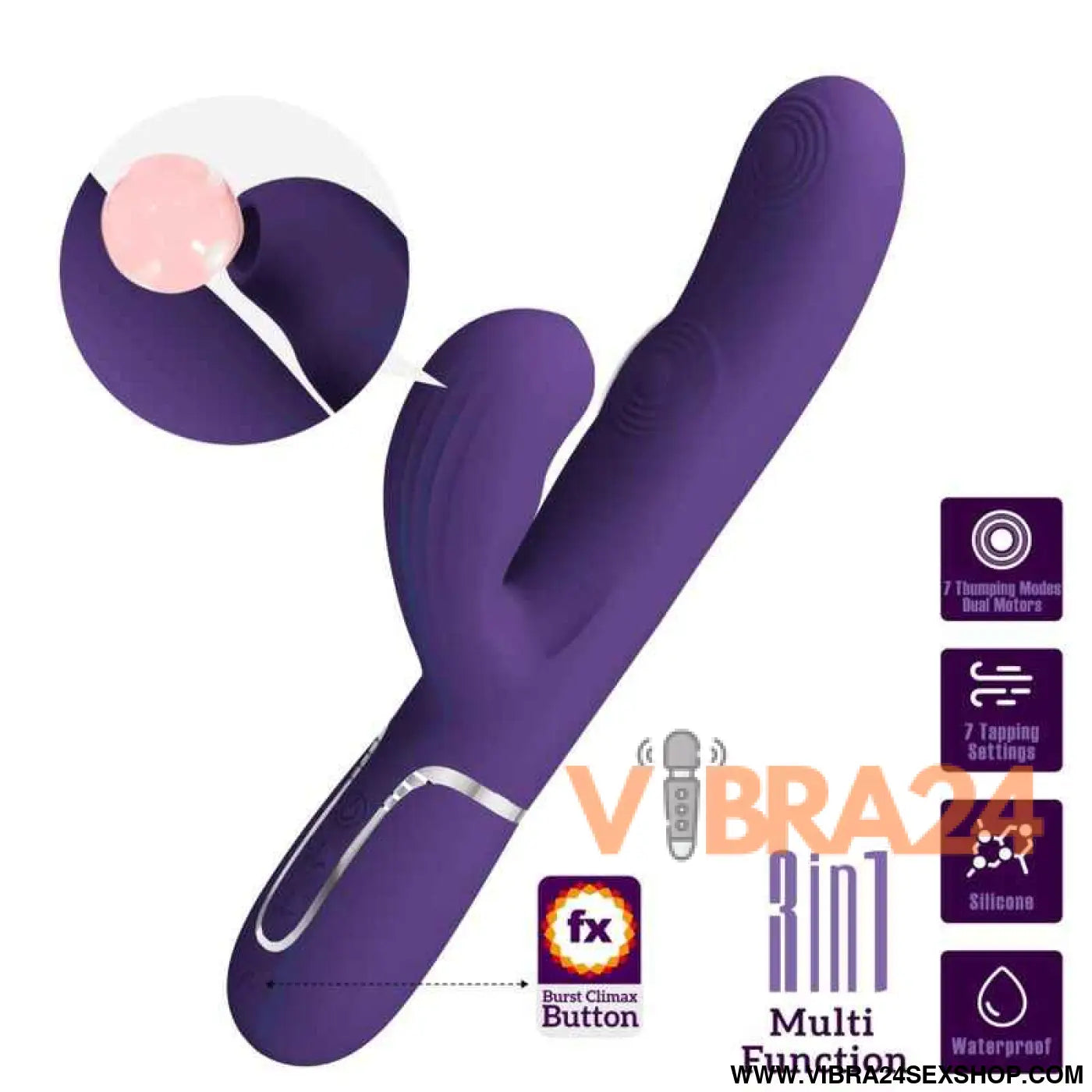 PRETTY LOVE - PERLITA VIBRADOR G-SPOT 3 EM 1 MULTIFUNO ROXO