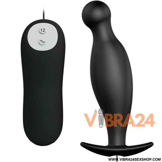 PRETTY LOVE - PLUG ANAL DE SILICONE 12 MODOS VIBRAO PRETO
