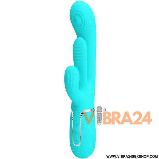 PRETTY LOVE - SHANIA TRIPLE RABBIT MULTIFUNCIONAL VIBRADOR 3 EM 1 AZUL