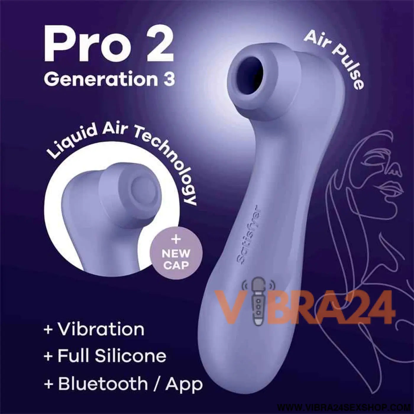 Pro 2 Genera 3 Liquid Air Technology Suction and Vibration APP Connect Lilac