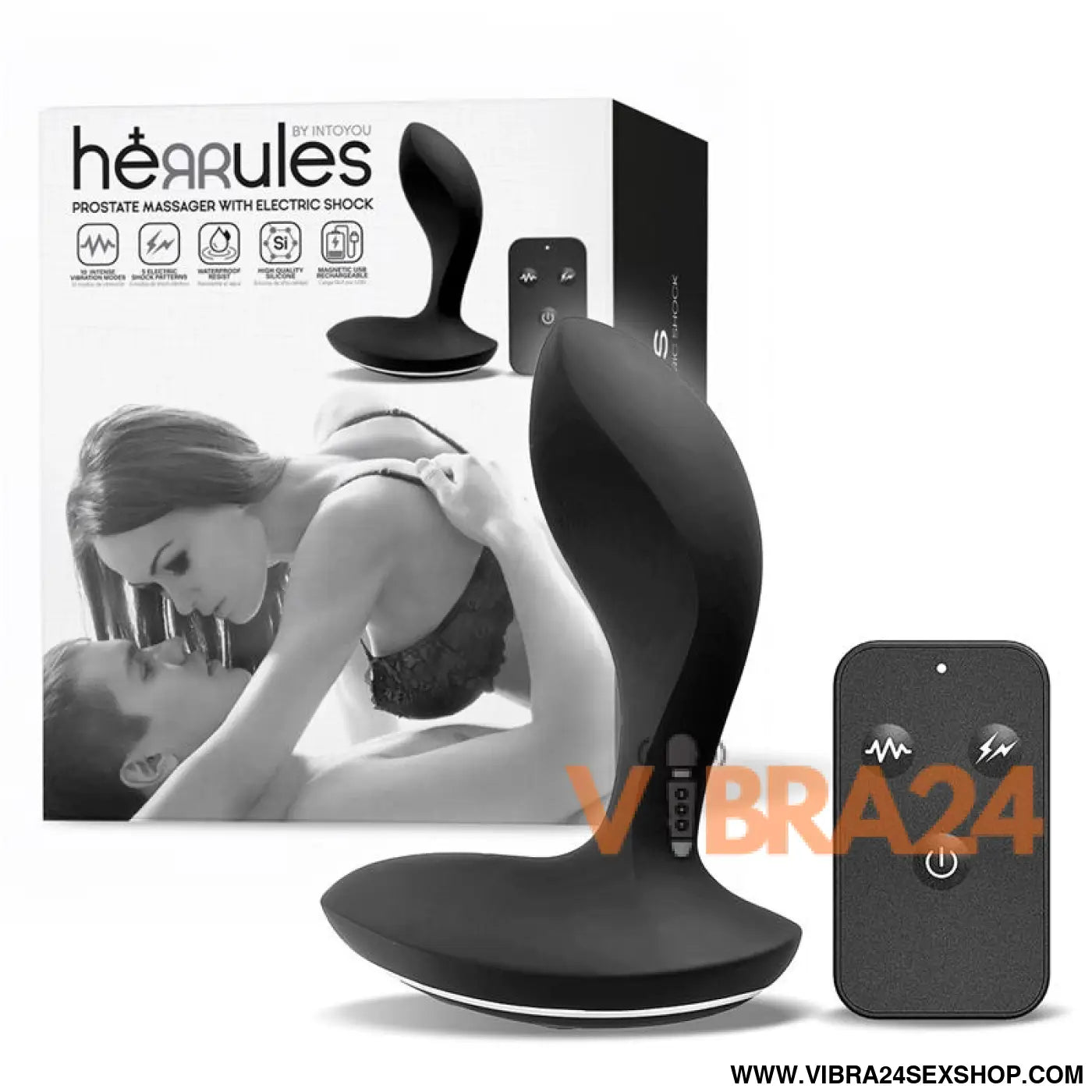 Prostate Massager with Electric Shock and Vibration Remote Control
