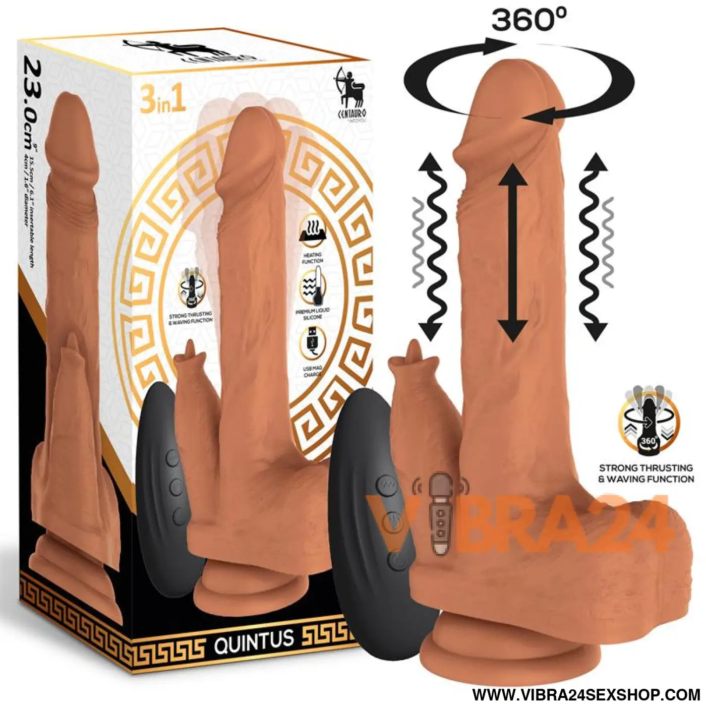 Quintus Dildo with Thrusting Waving and Vibration 9 - 23 cm