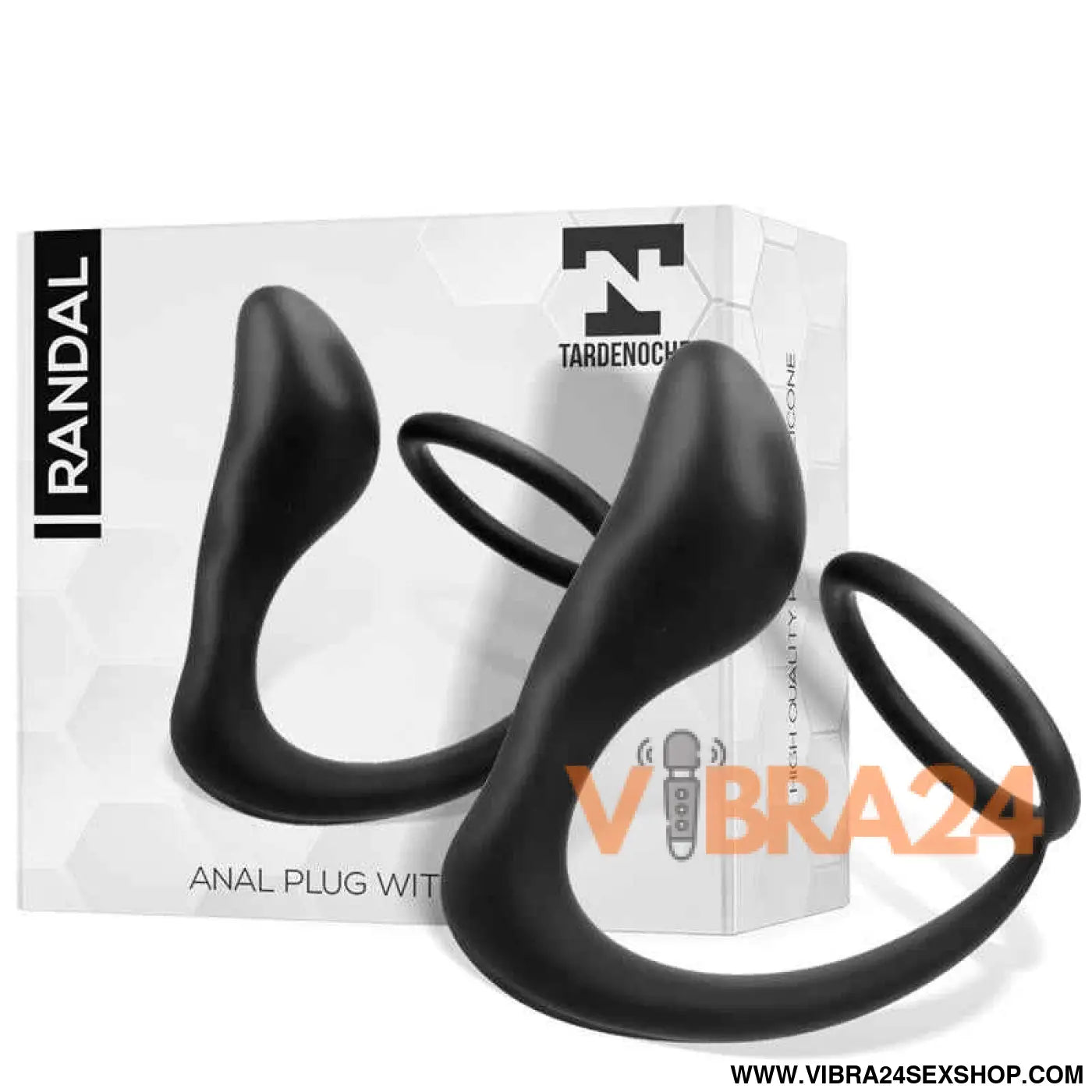 Randal Butt Plug with Penis Ring Silicone Black