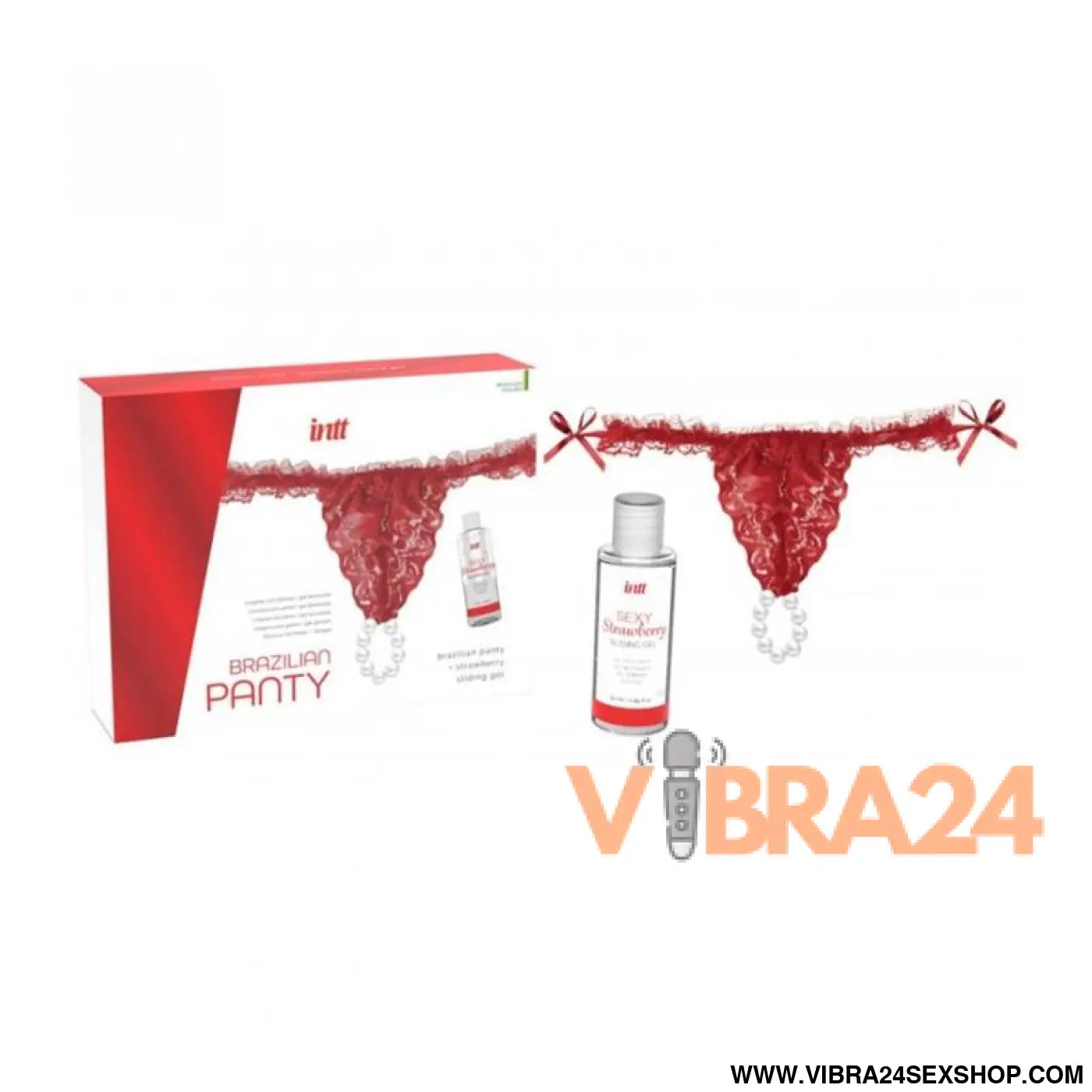 Red Brazilian Panty and Strawberry Slide Gel 50 ml