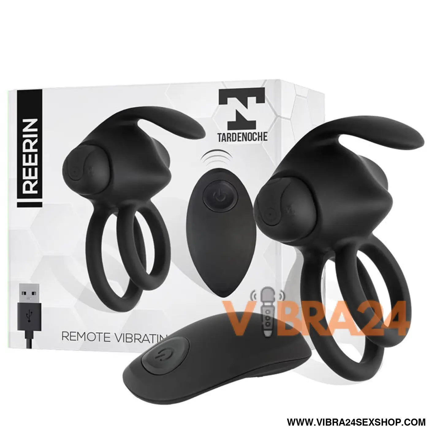 Reerin Dual Vibrating Ring USB Remote Control Silicone