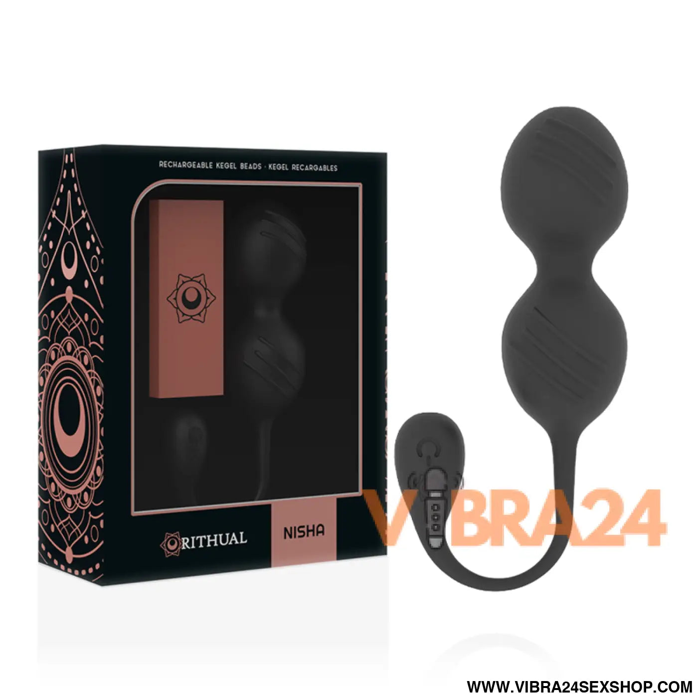 RITHUAL - Bolas de Kegel Vibratórias Recarregáveis Nisha Pretas para Fortalecimento do Assoalho Pélvico - VIBRA24 SEXSHOP