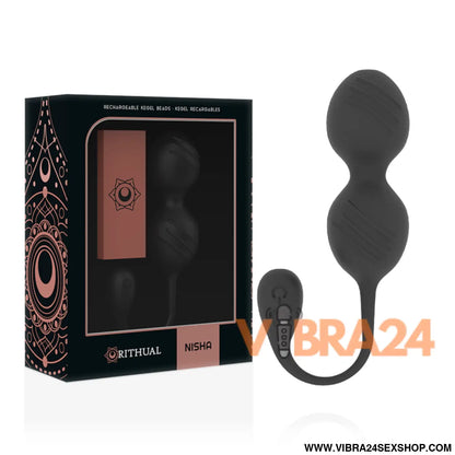 RITHUAL - Bolas de Kegel Vibratórias Recarregáveis Nisha Pretas para Fortalecimento do Assoalho Pélvico - VIBRA24 SEXSHOP