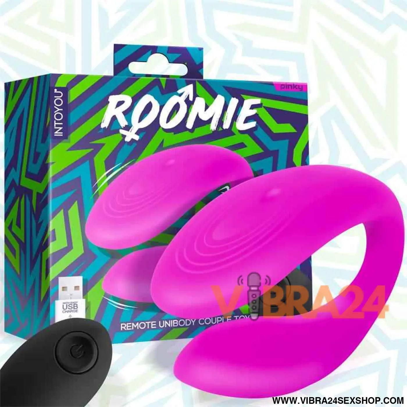 Roomie Couples Vibrator Liquid Silicone Unibody Remote Control USB