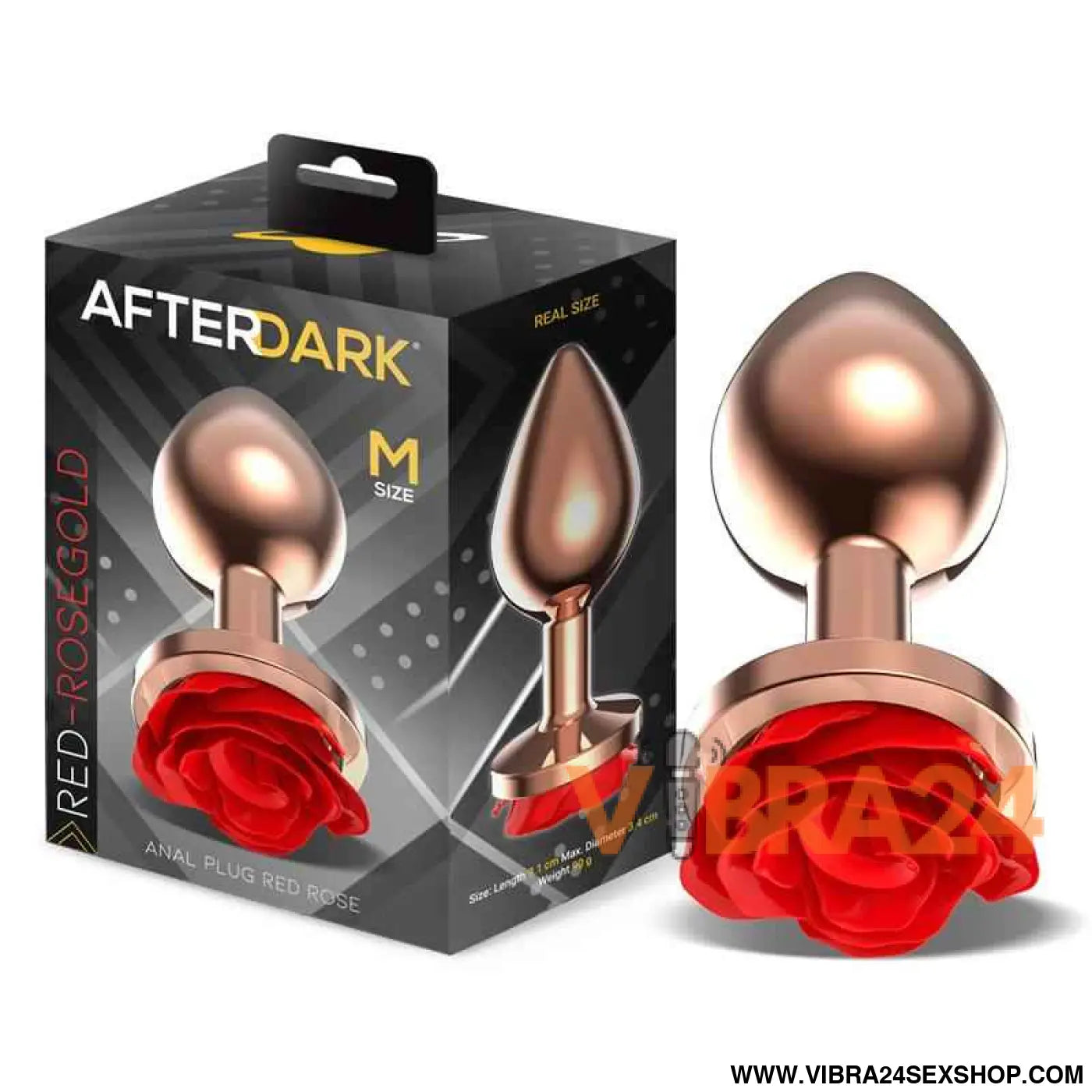 Rose Gold Anal Plug with Red Base Size M