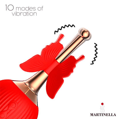 Martinella – Rose: Estimulador 2 em 1 com Sucção, Vibração e Borboleta Móvel para Prazer Versátil