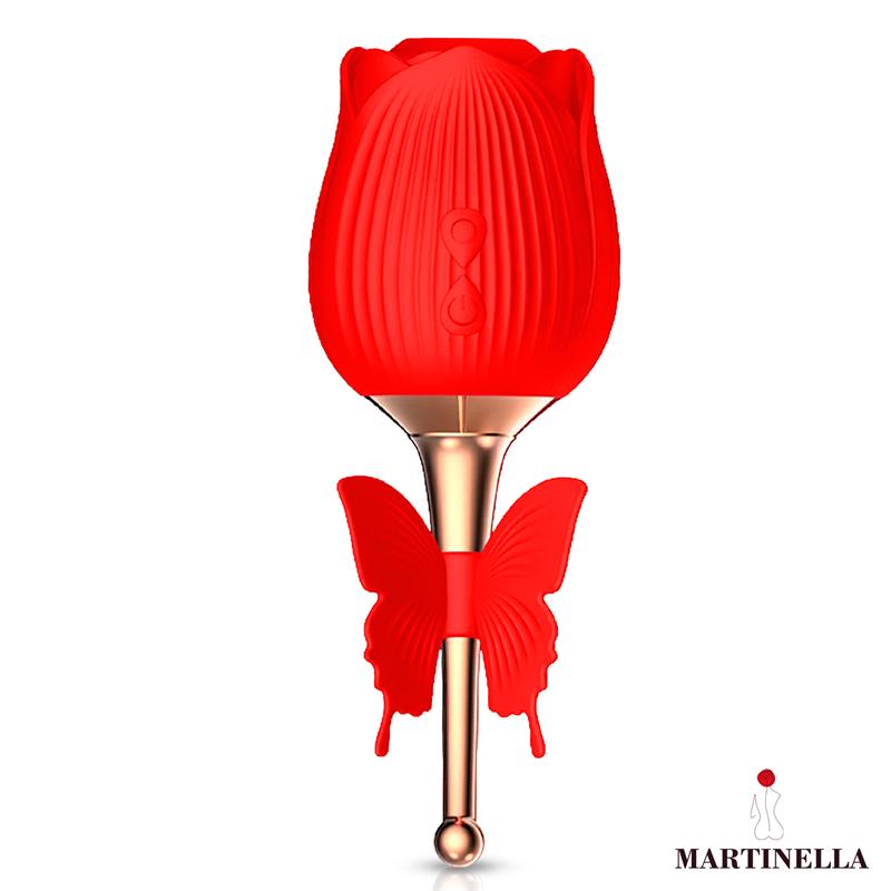 Martinella – Rose: Estimulador 2 em 1 com Sucção, Vibração e Borboleta Móvel para Prazer Versátil