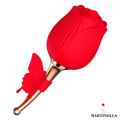 Martinella – Rose: Estimulador 2 em 1 com Sucção, Vibração e Borboleta Móvel para Prazer Versátil