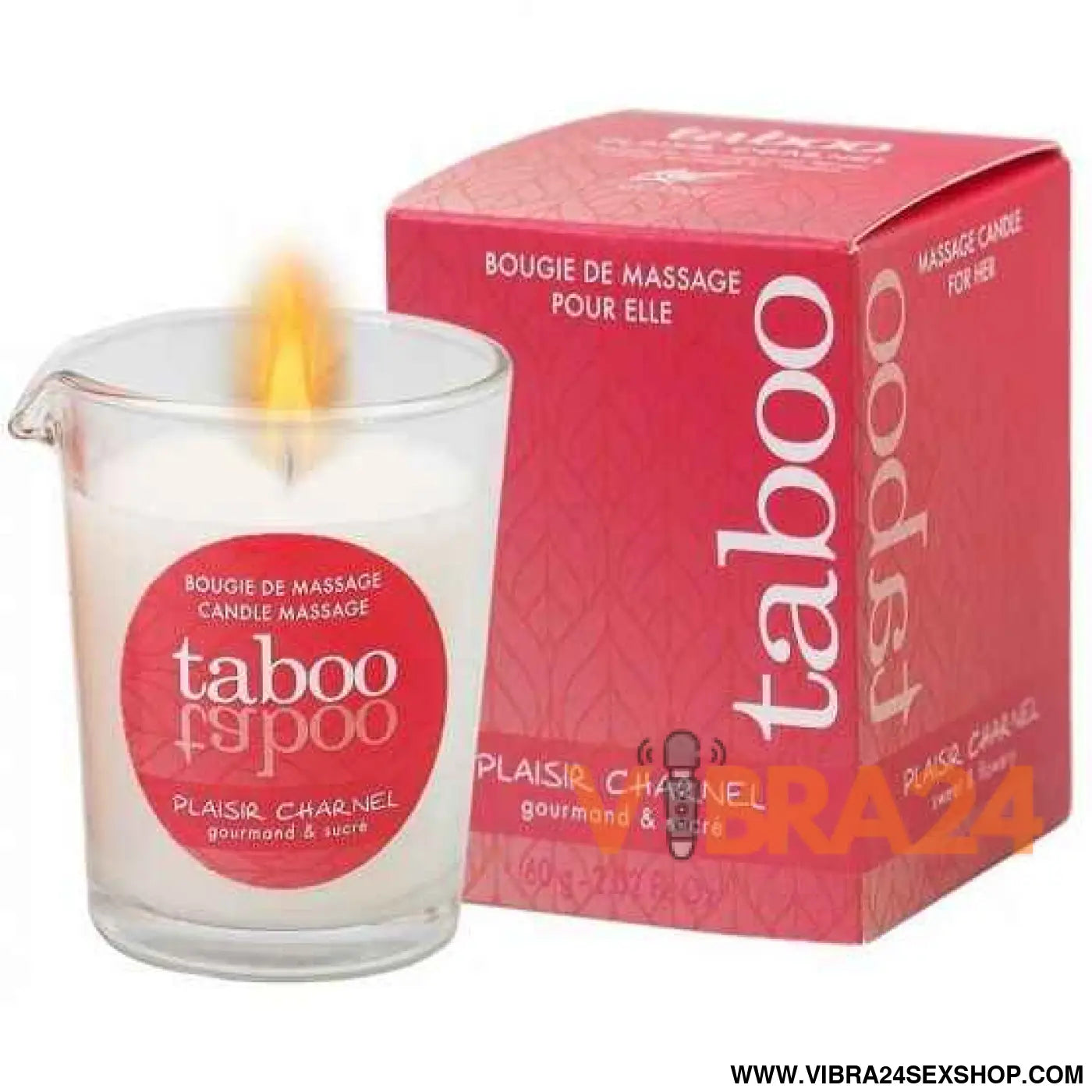 RUF - VELA DE MASSAGEM TABOO PARA SEU AROMA FLOR CACAU PLAISIR CHARNEL
